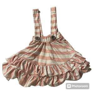 3/$12 Striped Strap Boutique XS Dress Buttons Mauve White Toddler Girls